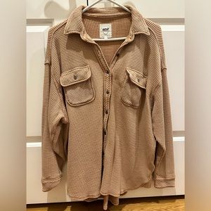 Aerie Lumber Jane Waffle Button Up - Size S - Brown